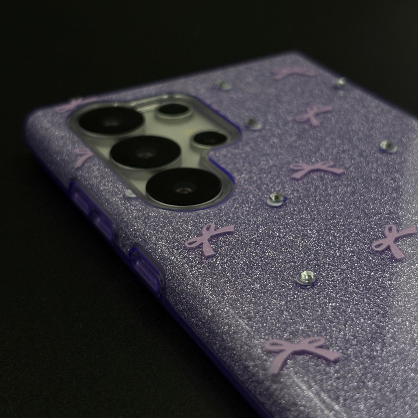 Bow Sparkle Glitter Case with Sling for Samsung Galaxy S25 Ultra and Cute Carry Strap