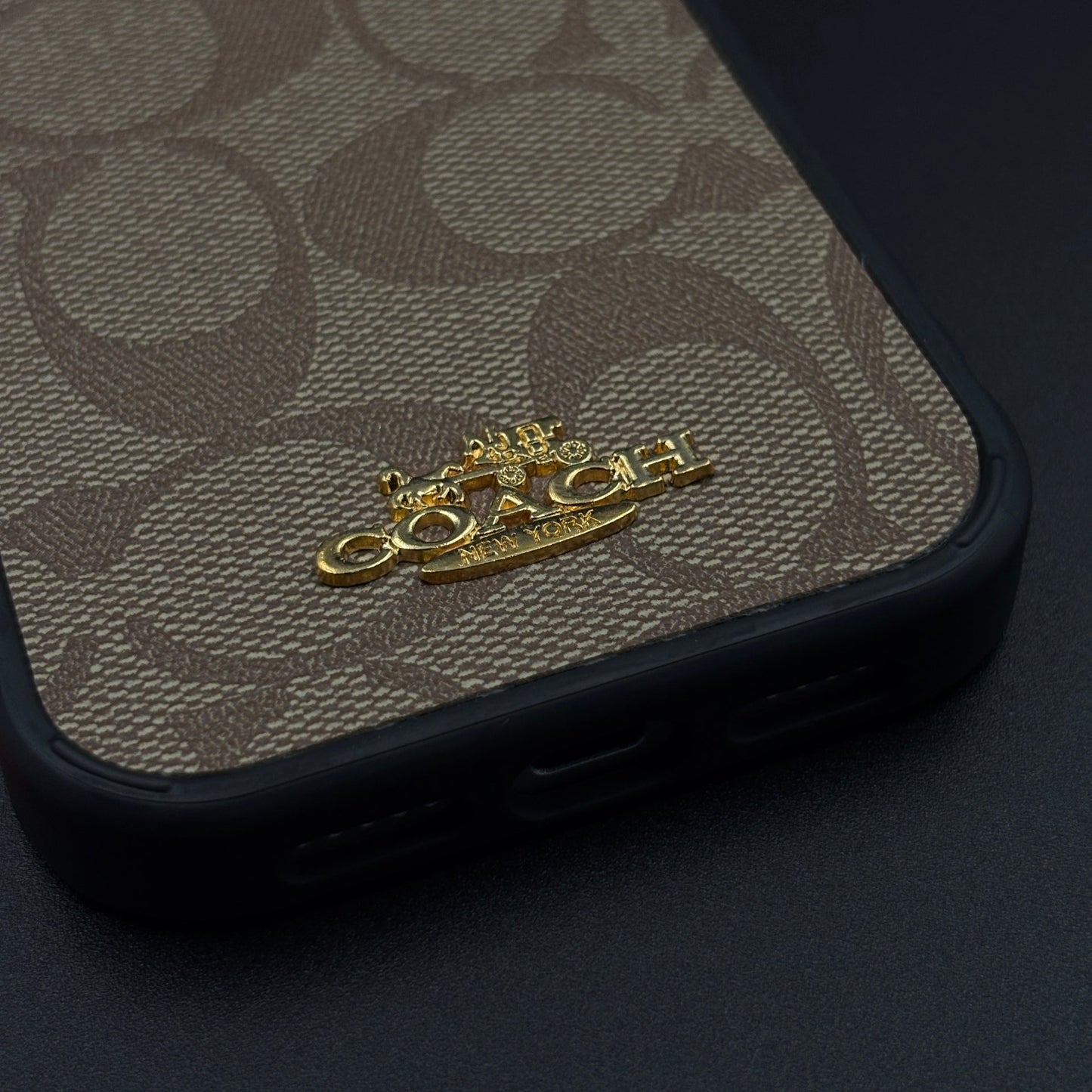 CC Luxe Heritage Monogram Brown Case for iPhone 17 Series with Premium Gold Accent
