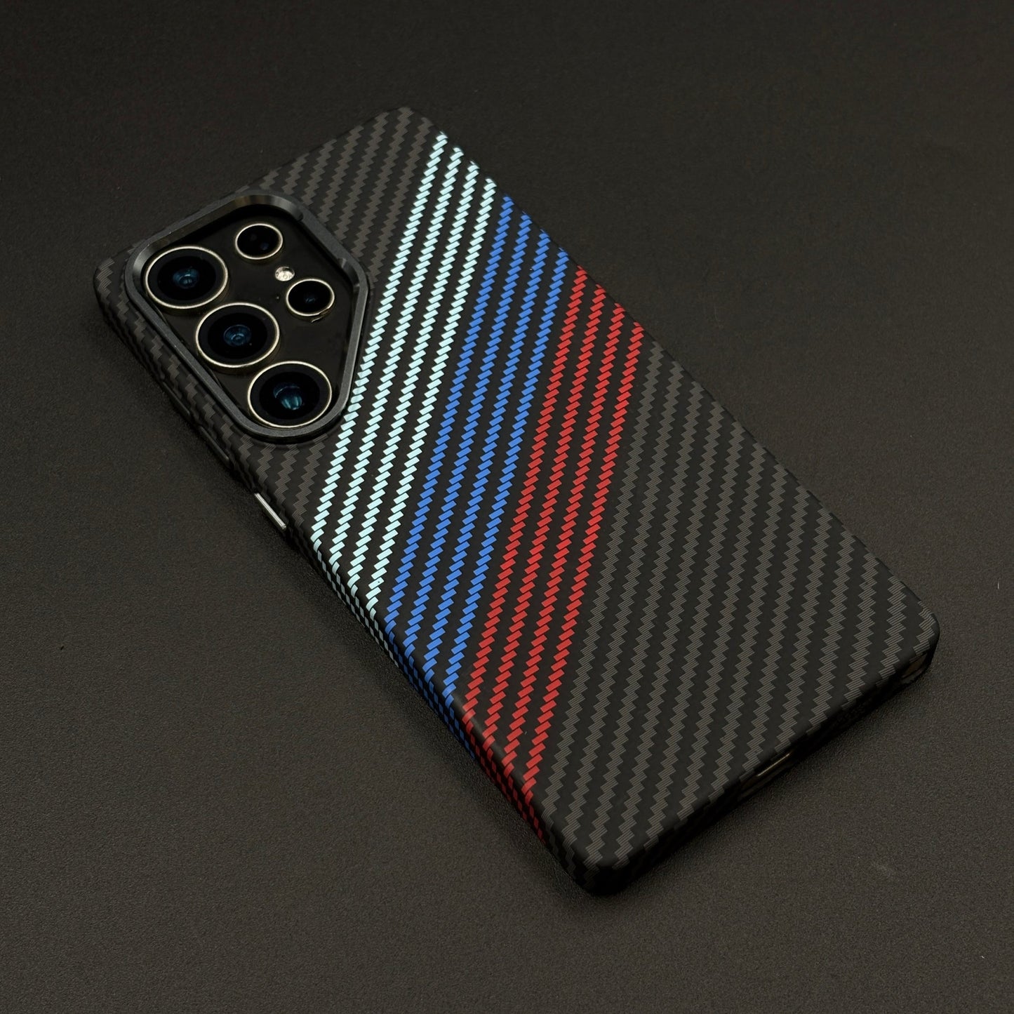 Aramid Texture Case 3 Stripe Color for Samsung Galaxy S25 Ultra Carbon Fibre Feel | Hidden MagSafe | Ultra Slim Fit