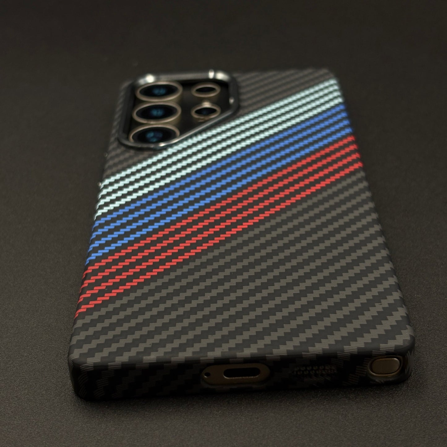 Aramid Texture Case 3 Stripe Color for Samsung Galaxy S25 Ultra Carbon Fibre Feel | Hidden MagSafe | Ultra Slim Fit