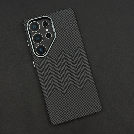 Aramid Texture Case Dual Tone Black for Samsung Galaxy S24 Ultra Carbon Fibre Feel | Hidden MagSafe | Ultra Slim Fit