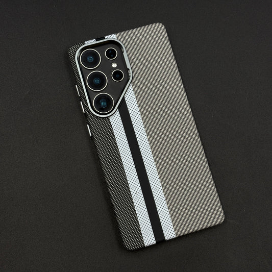 Aramid Texture Case Stripe Pattern Gray for Samsung Galaxy S23 Ultra Carbon Fibre Feel | Hidden MagSafe | Ultra Slim Fit