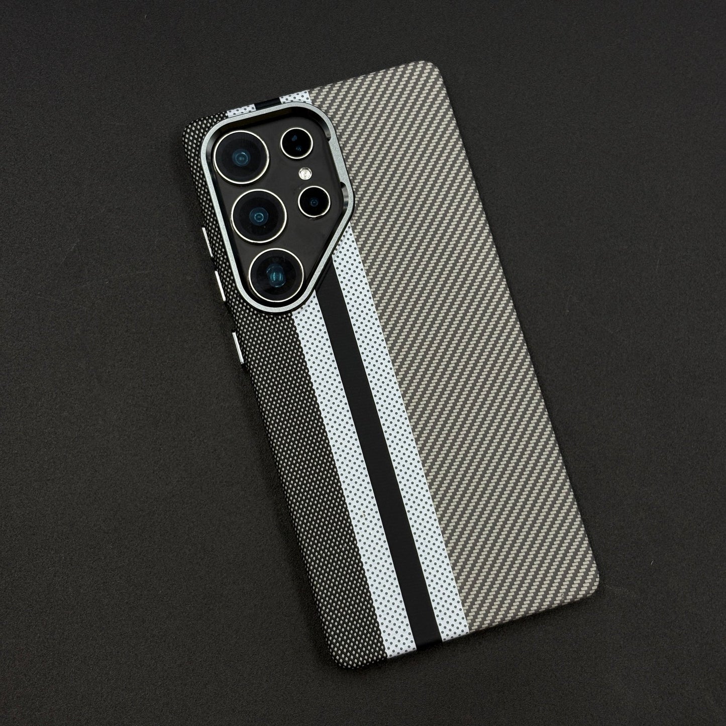Aramid Texture Case Stripe Pattern Gray for Samsung Galaxy S25 Ultra Carbon Fibre Feel | Hidden MagSafe | Ultra Slim Fit