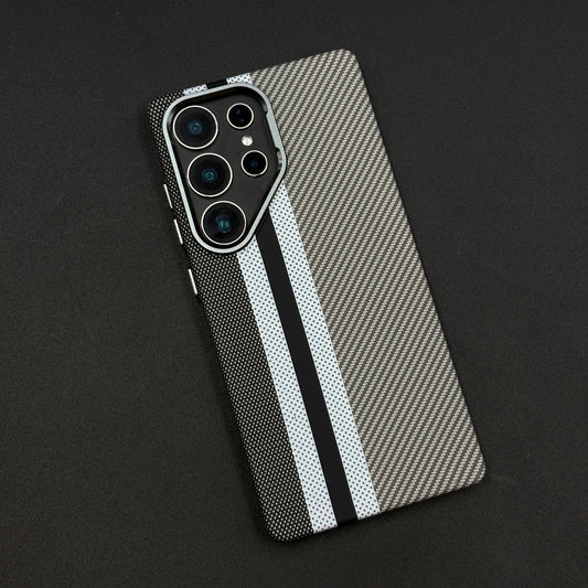 Aramid Texture Case Stripe Pattern Gray for Samsung Galaxy S25 Ultra Carbon Fibre Feel | Hidden MagSafe | Ultra Slim Fit