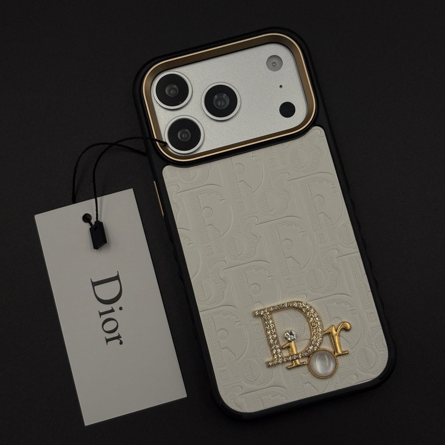 CD Embossed Jeweled Style Emblem Case for iPhone 17 Series with Premium Textured Finish