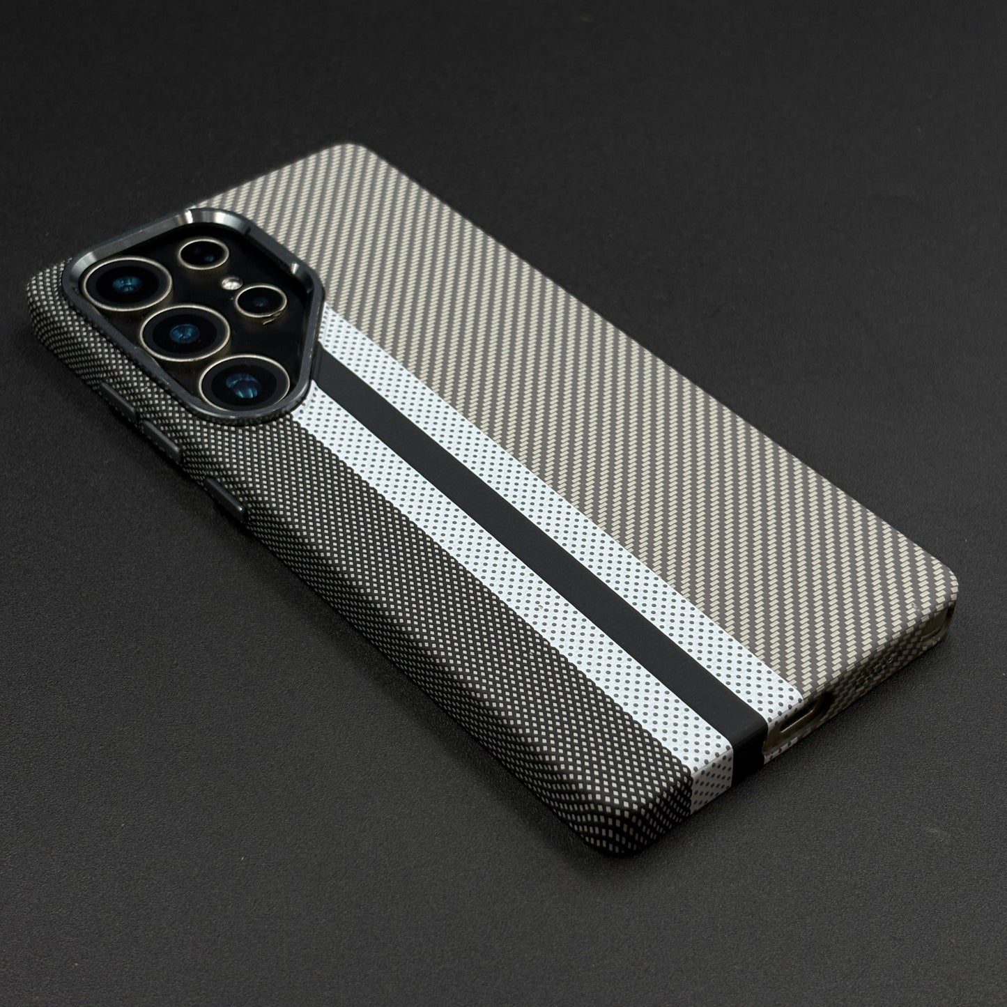 Aramid Texture Case Stripe Pattern Gray for Samsung Galaxy S23 Ultra Carbon Fibre Feel | Hidden MagSafe | Ultra Slim Fit