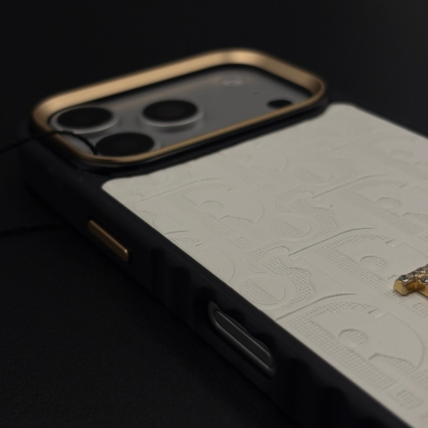 CD Embossed Jeweled Style Emblem Case for iPhone 17 Series with Premium Textured Finish