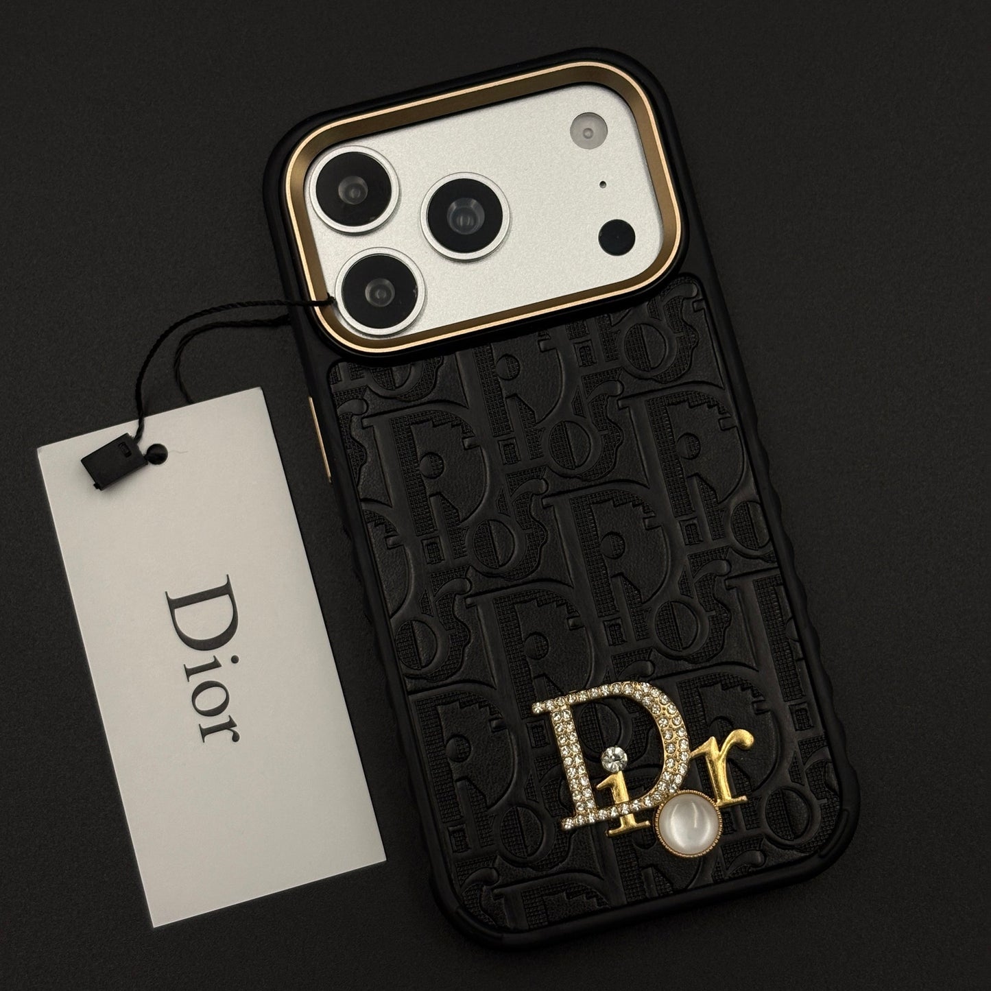 CD Embossed Jeweled Style Emblem Case for iPhone 17 Series with Premium Textured Finish