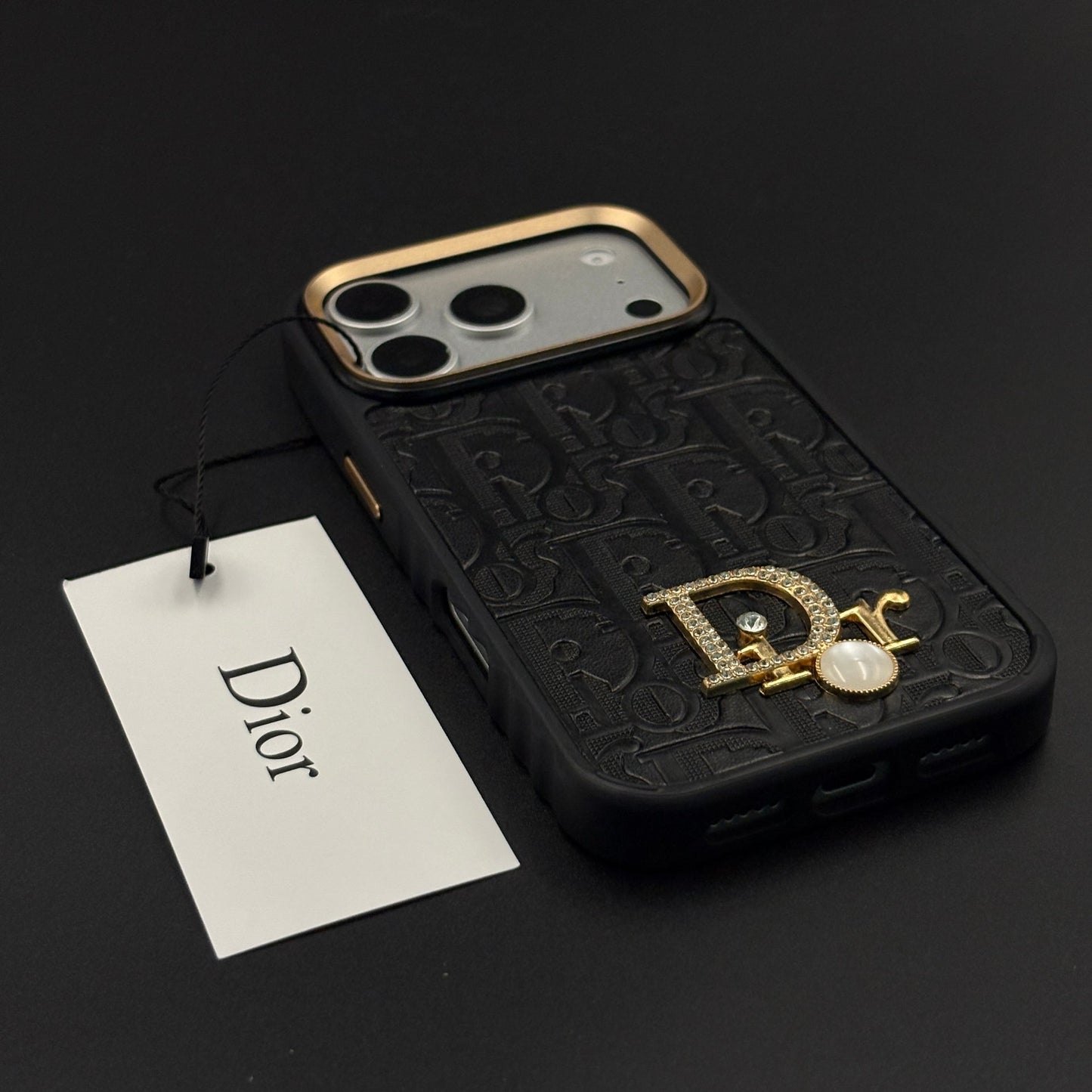 CD Embossed Jeweled Style Emblem Case for iPhone 17 Series with Premium Textured Finish