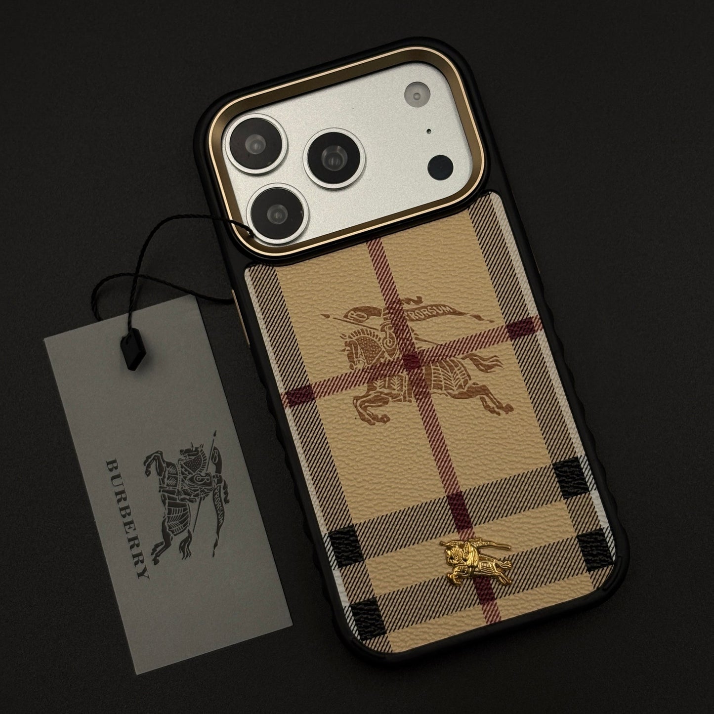 BBRY Luxe Heritage Plaid Case for iPhone 17 Series with Gold Accent and Classic Check Finish