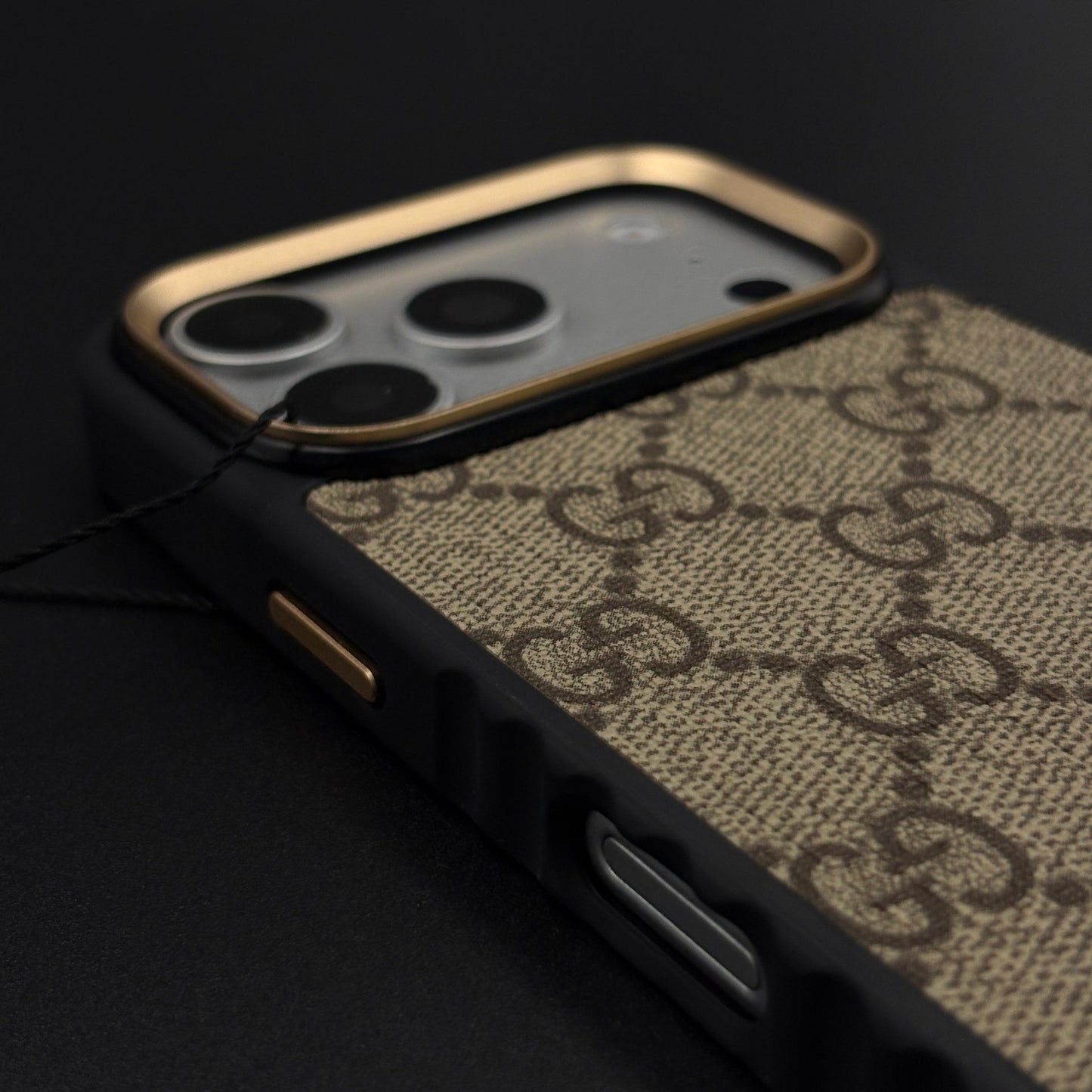 Beige GG Classic Heritage Case for iPhone 17 Series with Monogram and Gold Emblem