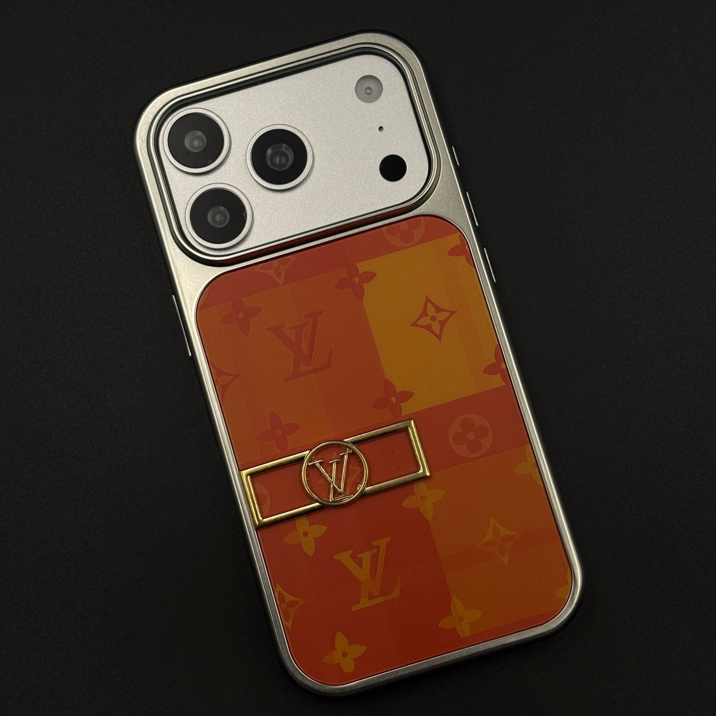 Luxury Fashion Brand Orange Monogram Pop Case for iPhone 17 Series with Bold Designer Accent