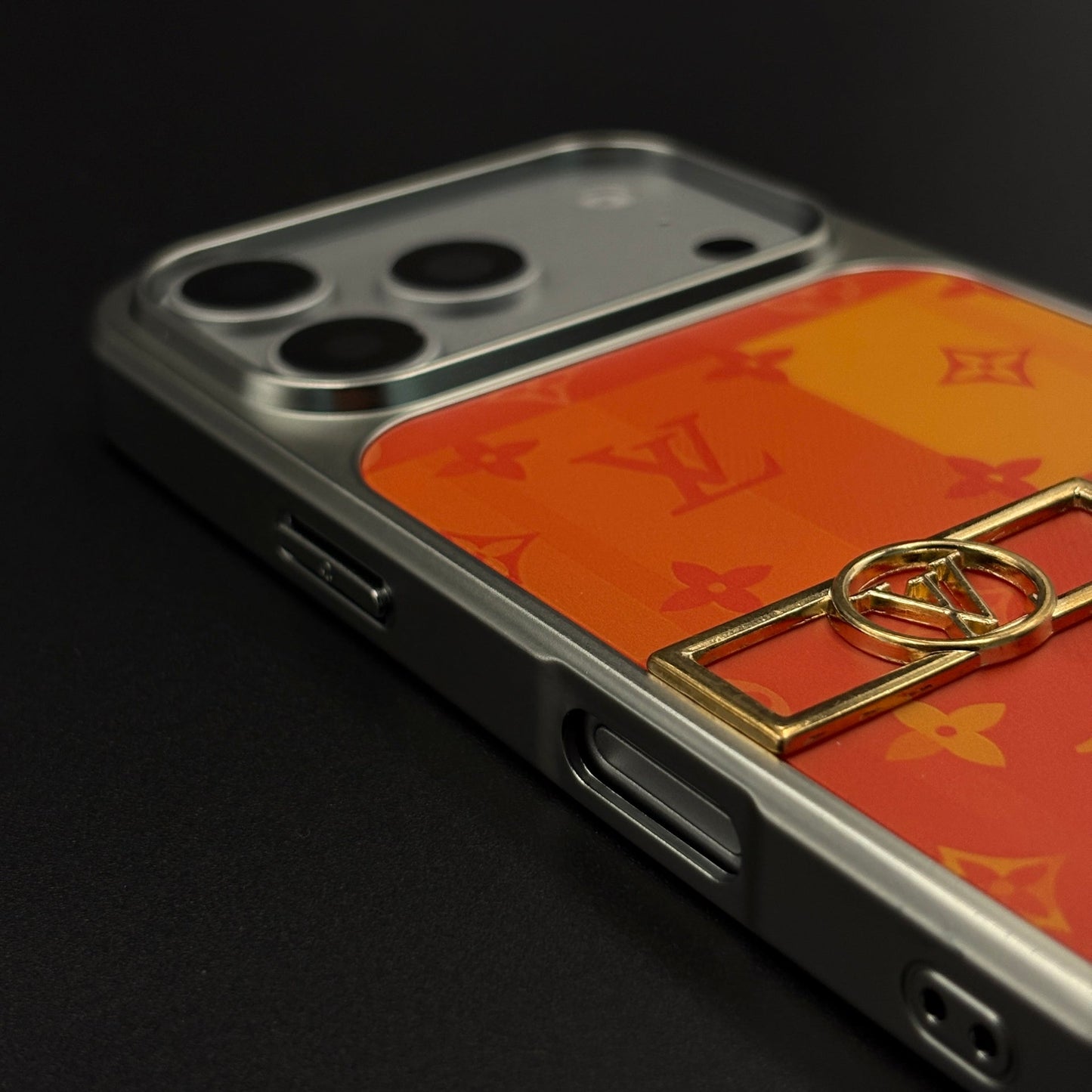 Luxury Fashion Brand Orange Monogram Pop Case for iPhone 17 Series with Bold Designer Accent
