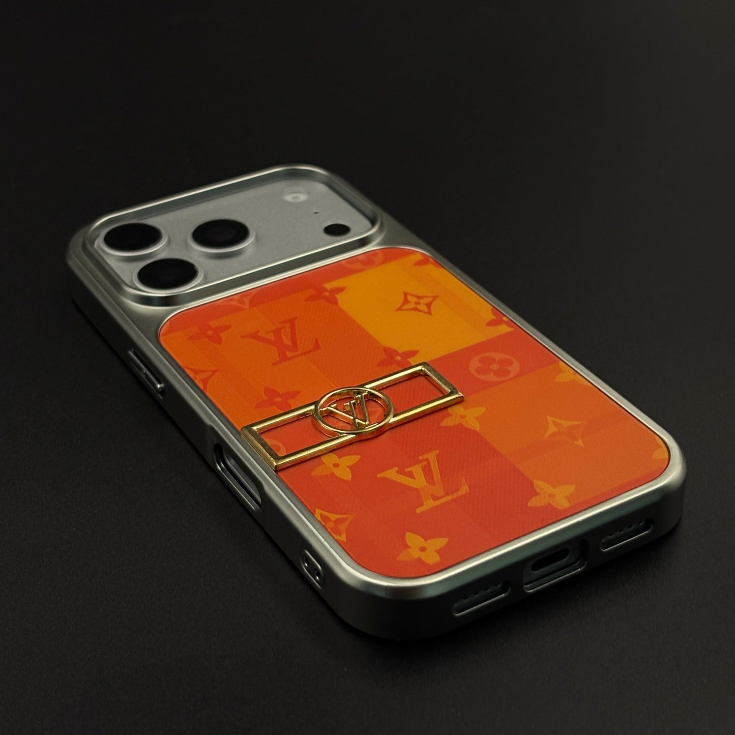 Luxury Fashion Brand Orange Monogram Pop Case for iPhone 17 Series with Bold Designer Accent