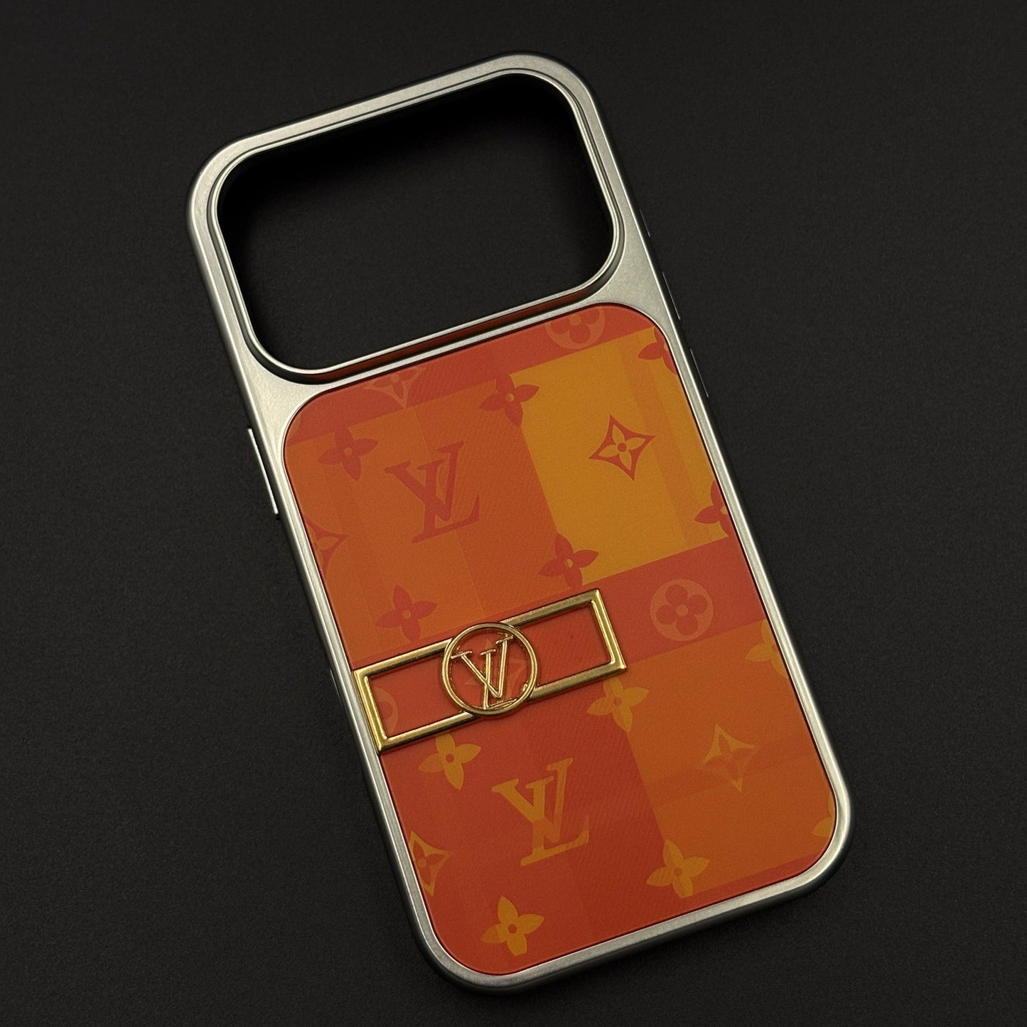 Luxury Fashion Brand Orange Monogram Pop Case for iPhone 17 Series with Bold Designer Accent