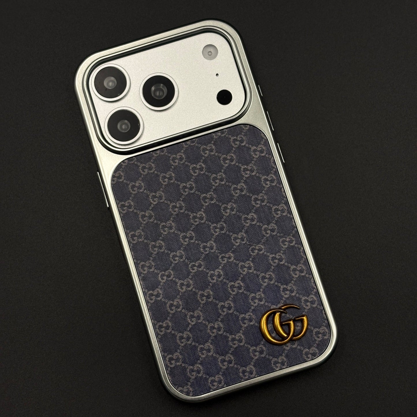 Faded Denim Style GG Monogram Luxe Case for iPhone 17 Series
