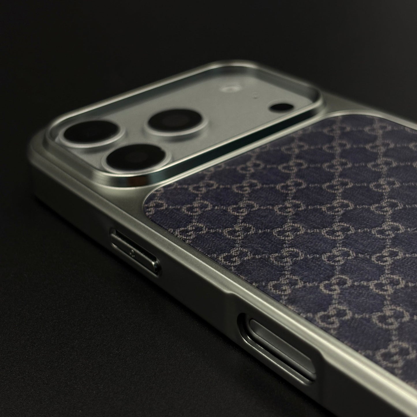 Faded Denim Style GG Monogram Luxe Case for iPhone 17 Series