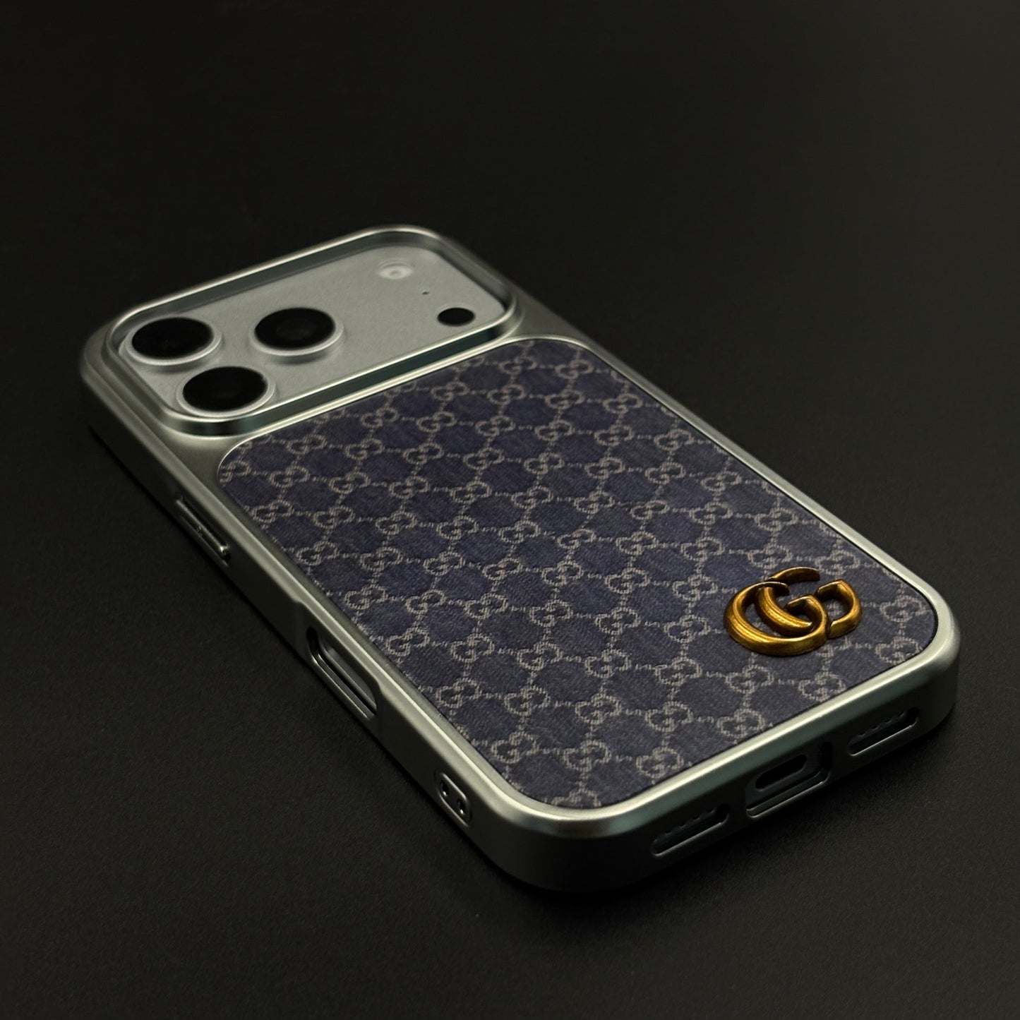 Faded Denim Style GG Monogram Luxe Case for iPhone 17 Series