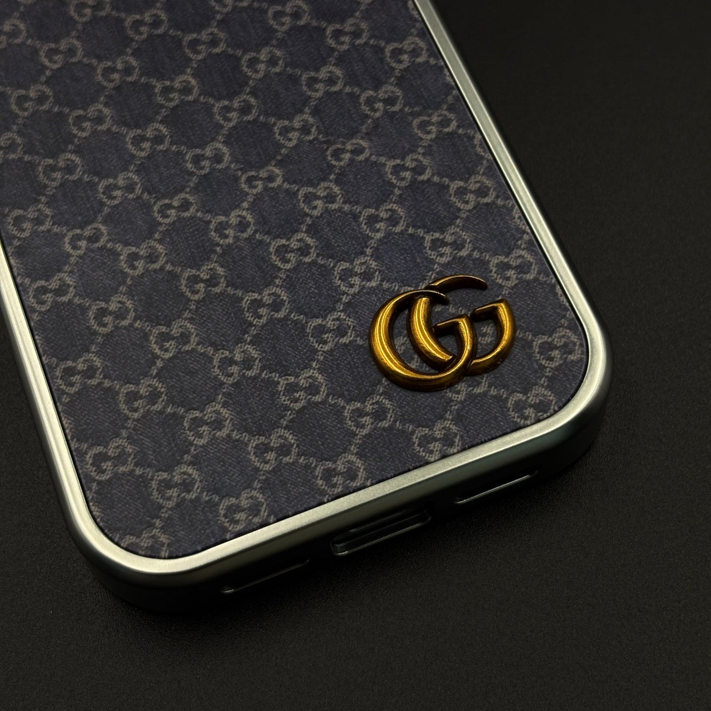 Faded Denim Style GG Monogram Luxe Case for iPhone 17 Series