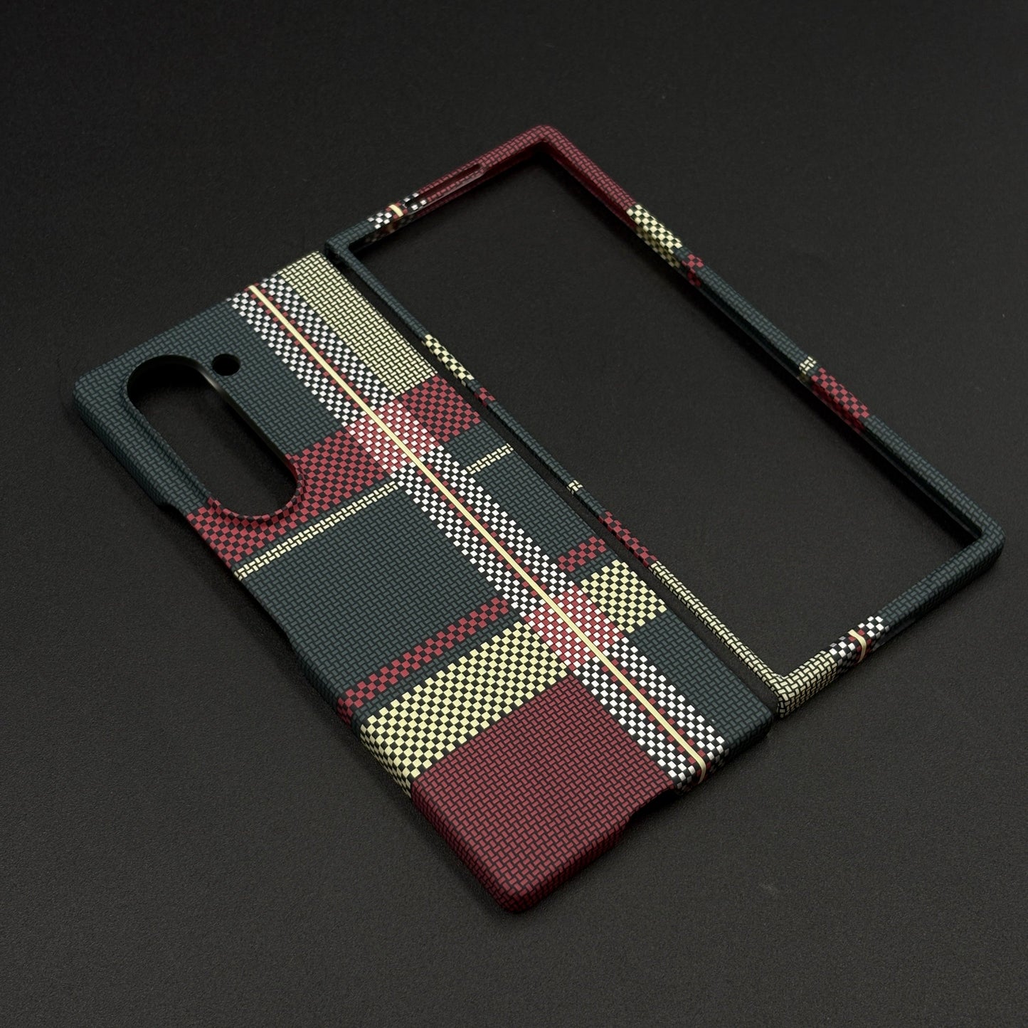 Aramid Texture Case Checkered Pattern for Samsung Galaxy Z Fold 6 Carbon Fibre Feel | Hidden MagSafe | Ultra Slim Fit