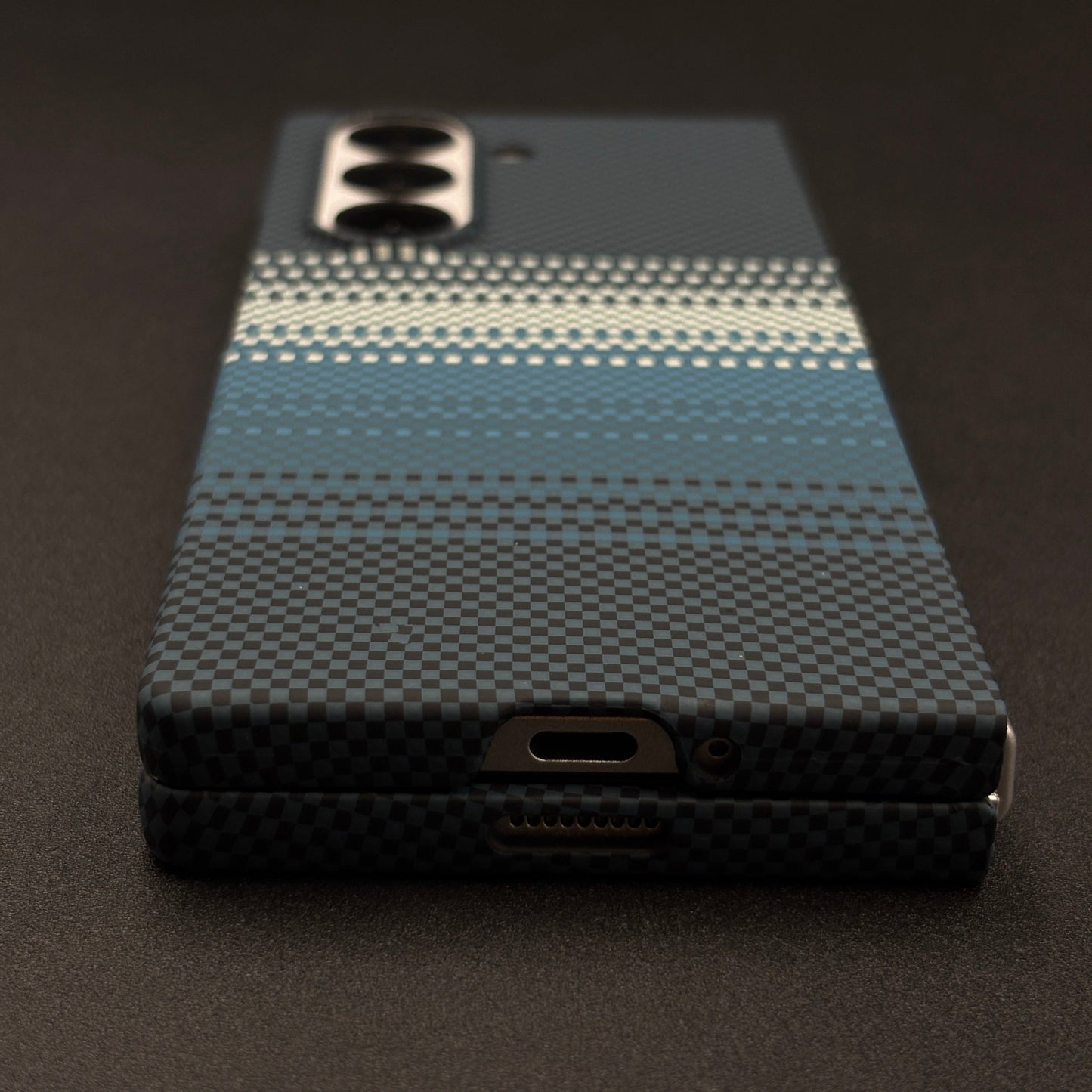 Samsung Galaxy Z Fold 7 Teal Premium Slim Case | Rare Aramid Texture Finish | Real Carbon Fibre Feel | Hidden MagSafe