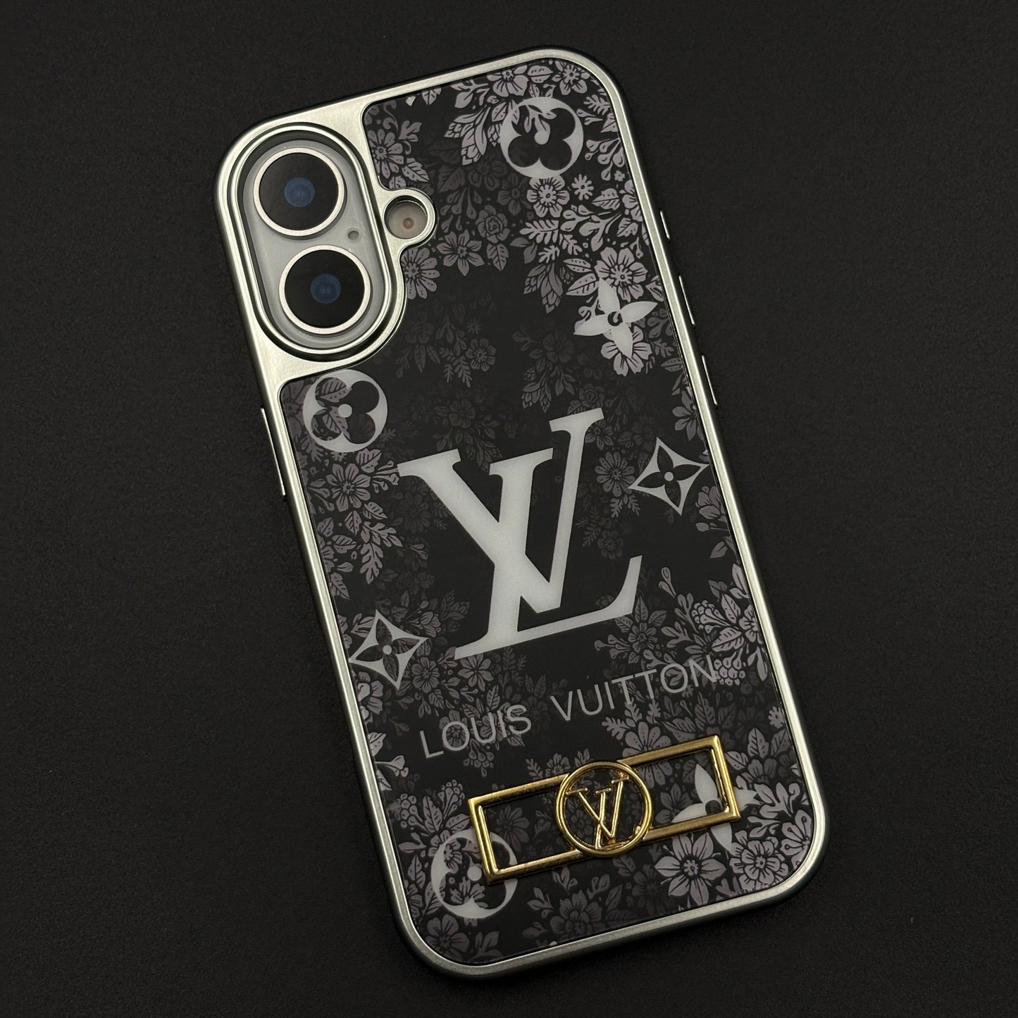 Luxury Floral Monogram Noir Designer Case for iPhone 17
