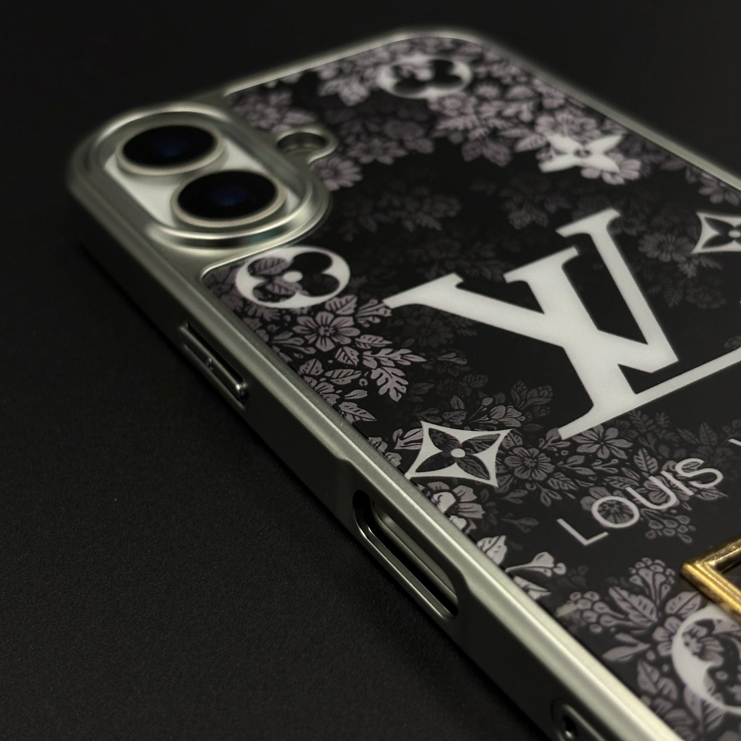 Luxury Floral Monogram Noir Designer Case for iPhone 17