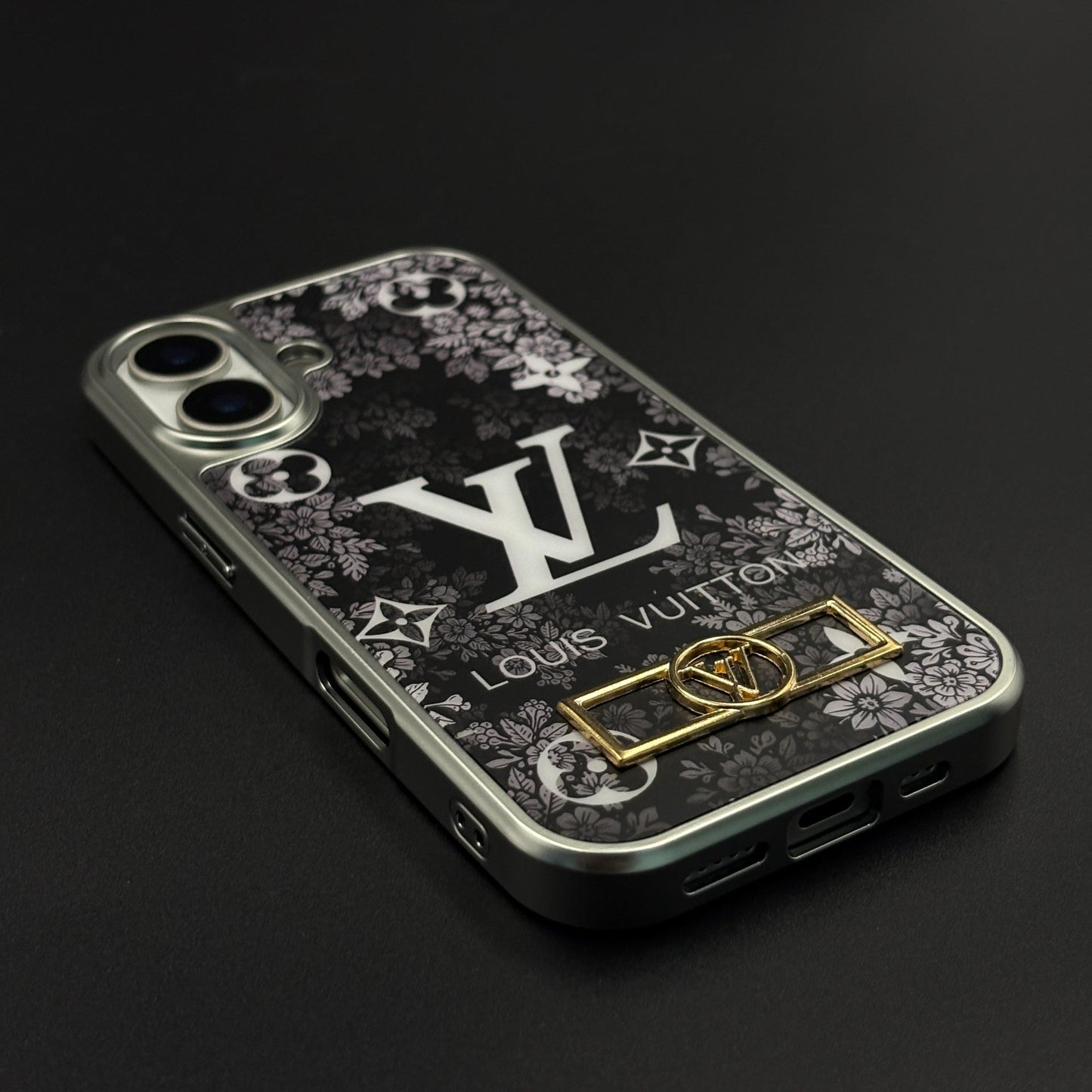 Luxury Floral Monogram Noir Designer Case for iPhone 17
