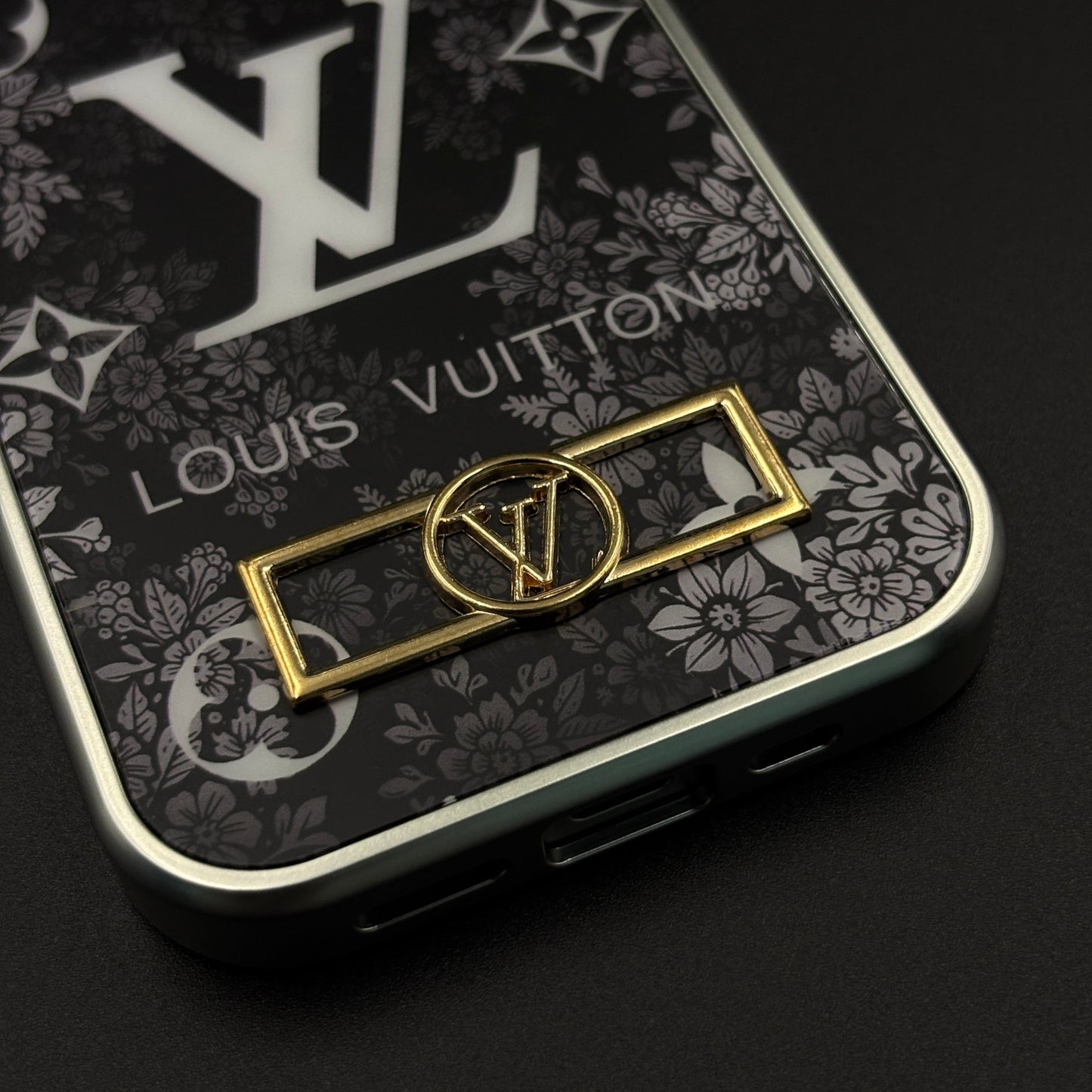 Luxury Floral Monogram Noir Designer Case for iPhone 17