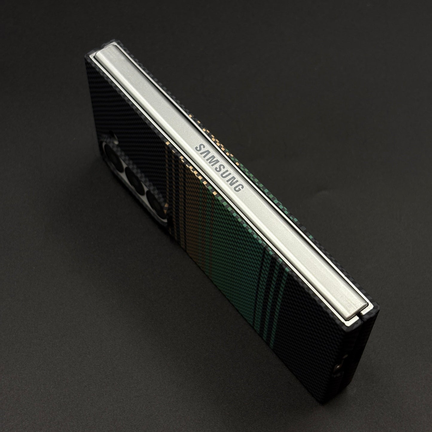 Green Stripe Slim Case for Samsung Galaxy Z Fold 6 | Rare Aramid Texture Finish | Real Carbon Fibre Feel | Hidden MagSafe