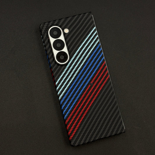 Aramid Texture Case 3 Stripe Color for Samsung Galaxy Z Fold 5 Carbon Fibre Feel | Hidden MagSafe | Ultra Slim Fit