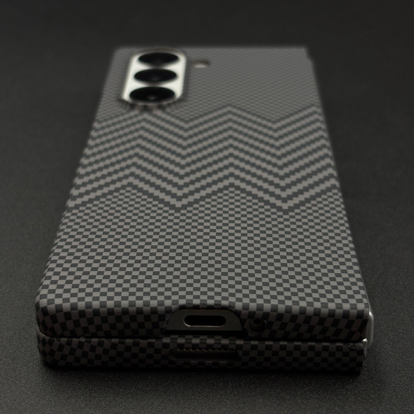 Aramid Texture Case Dual Tone Black for Samsung Galaxy Z Fold 6 Carbon Fibre Feel | Hidden MagSafe | Ultra Slim Fit