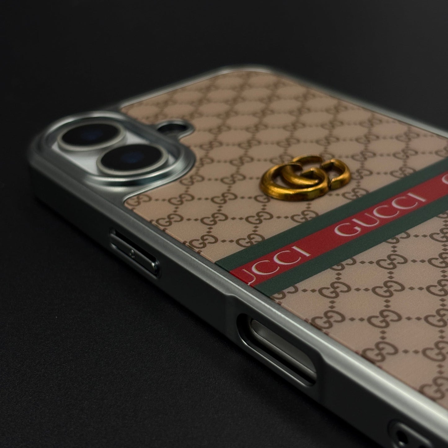 Heritage GG Stripe Monogram Luxe Case for iPhone 17