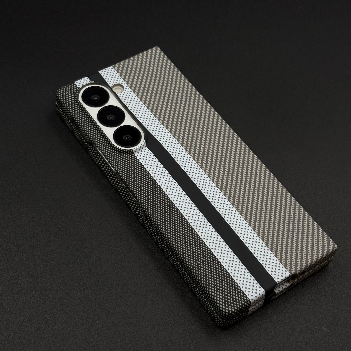 Aramid Texture Case Stripe Pattern Gray for Samsung Galaxy Z Fold 6 Carbon Fibre Feel | Hidden MagSafe | Ultra Slim Fit