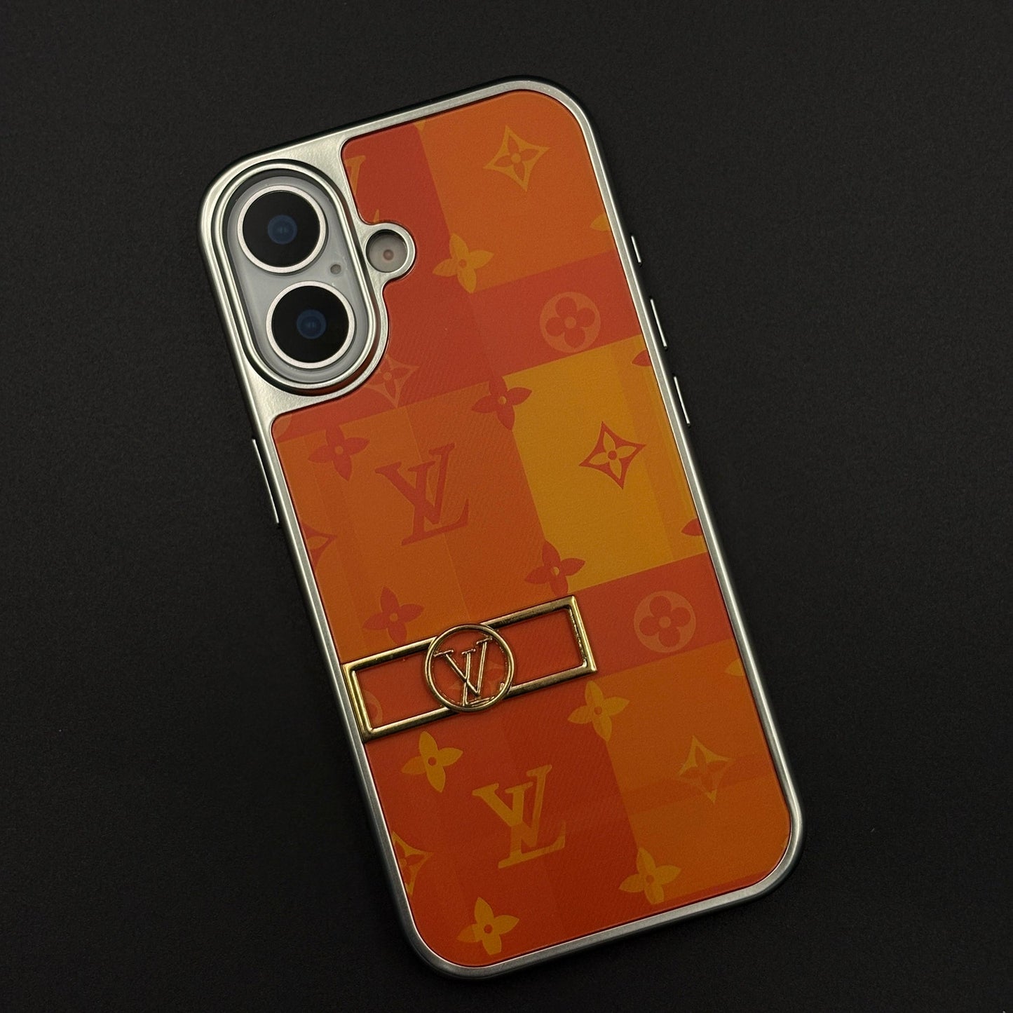 Luxury Fashion Brand Orange Monogram Pop Case for iPhone 17 with Bold Designer Accent