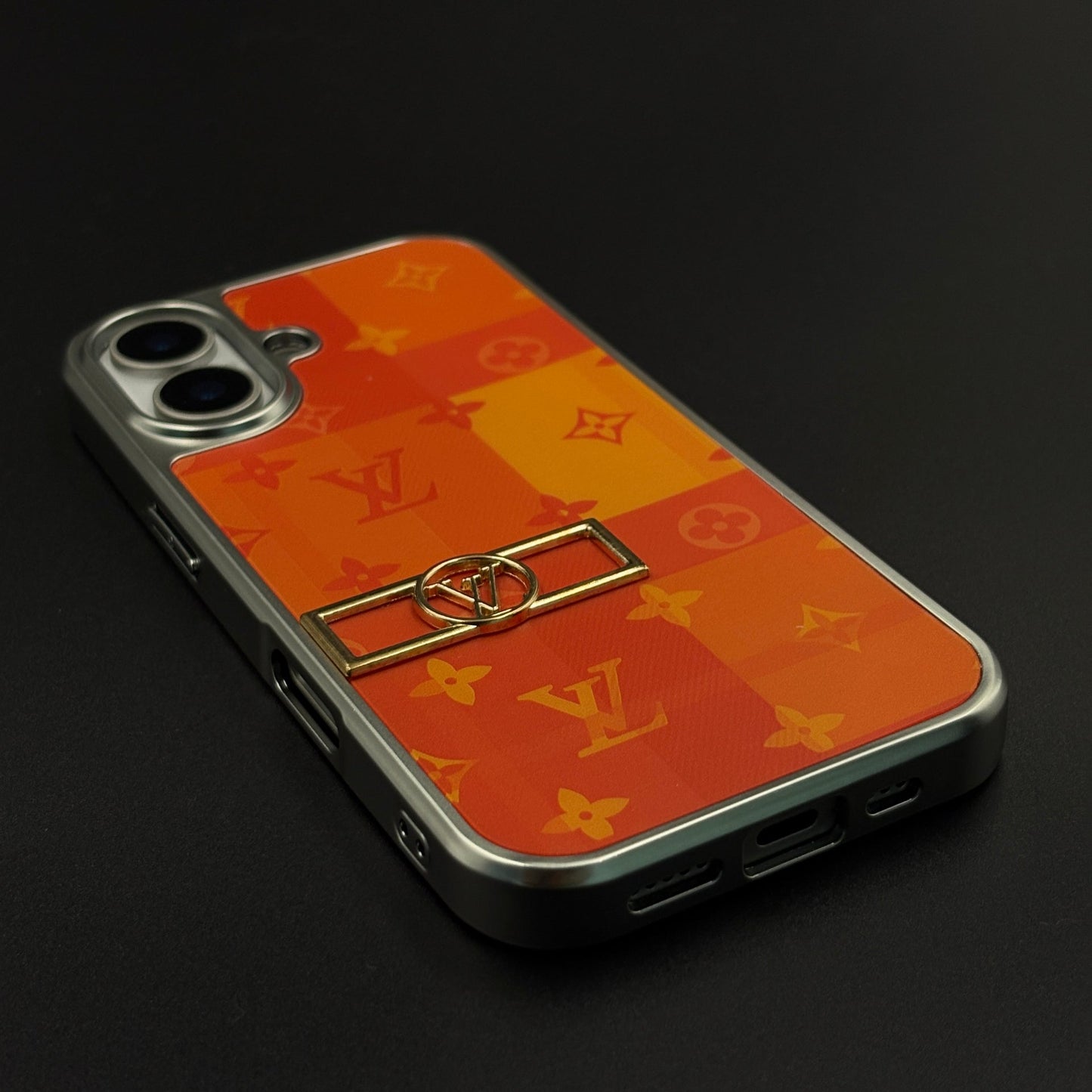 Luxury Fashion Brand Orange Monogram Pop Case for iPhone 17 with Bold Designer Accent