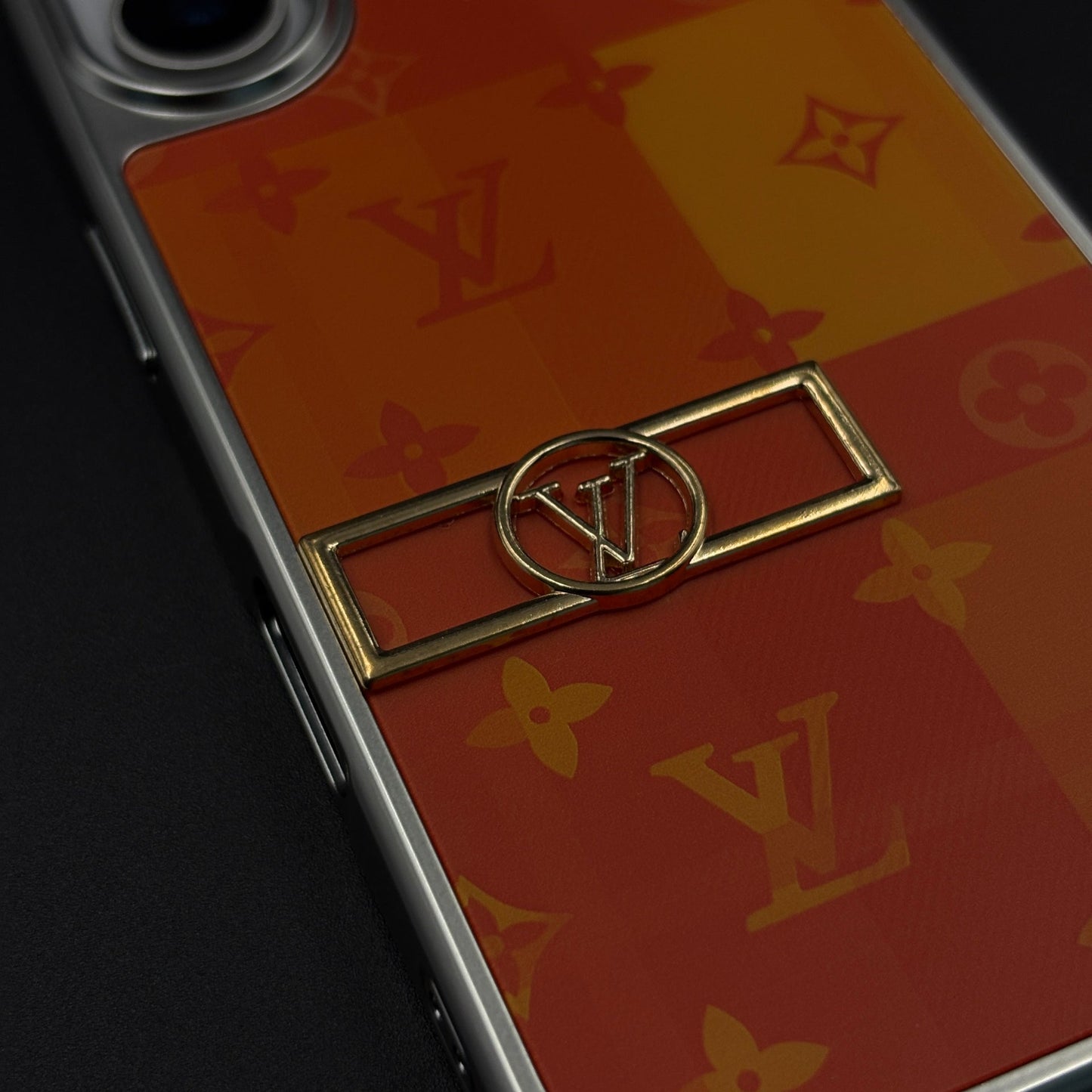 Luxury Fashion Brand Orange Monogram Pop Case for iPhone 17 with Bold Designer Accent