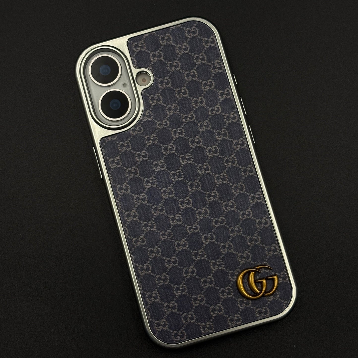 Faded Denim Style GG Monogram Luxe Case for iPhone 17