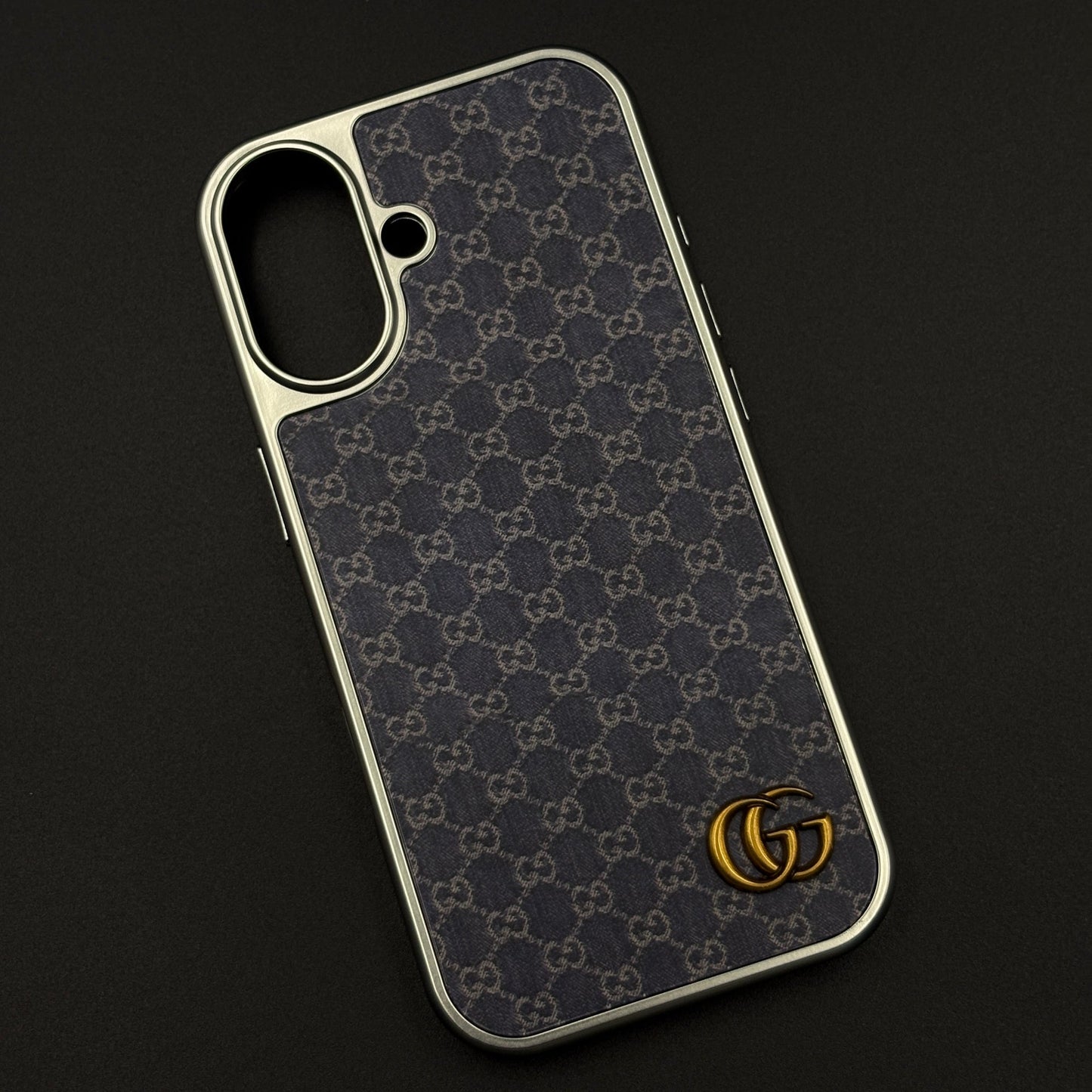 Faded Denim Style GG Monogram Luxe Case for iPhone 17