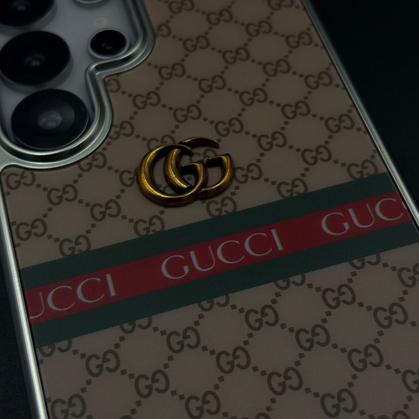 Heritage GG Stripe Monogram Luxe Case for Samsung Galaxy S25 Ultra