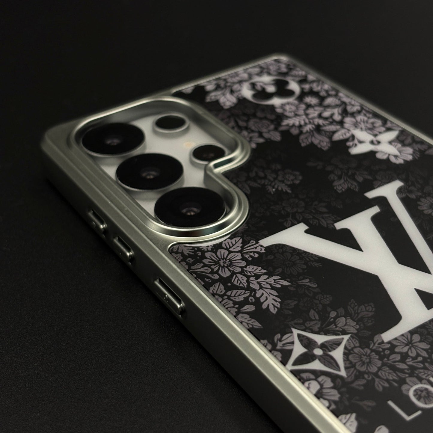 Luxury Floral Monogram Noir Designer Case for Samsung Galaxy S25 Ultra