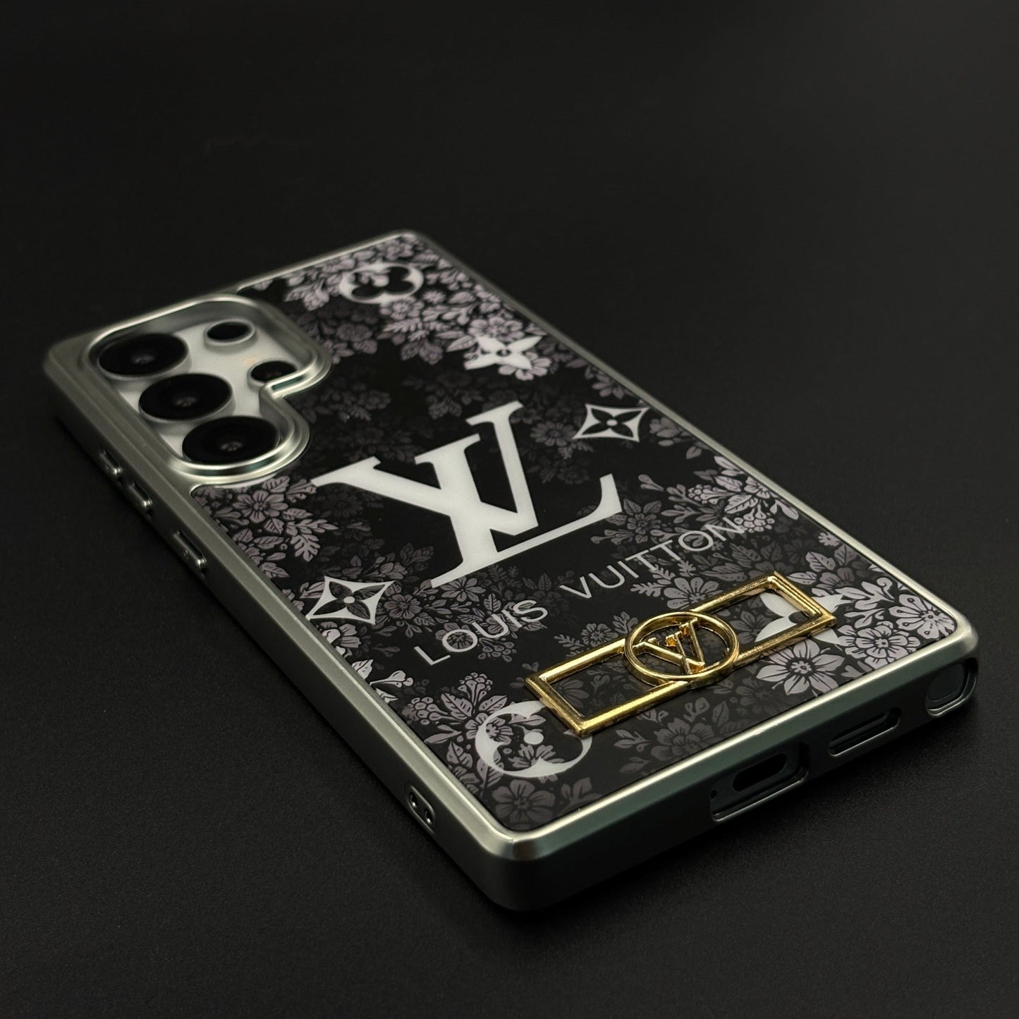Luxury Floral Monogram Noir Designer Case for Samsung Galaxy S25 Ultra