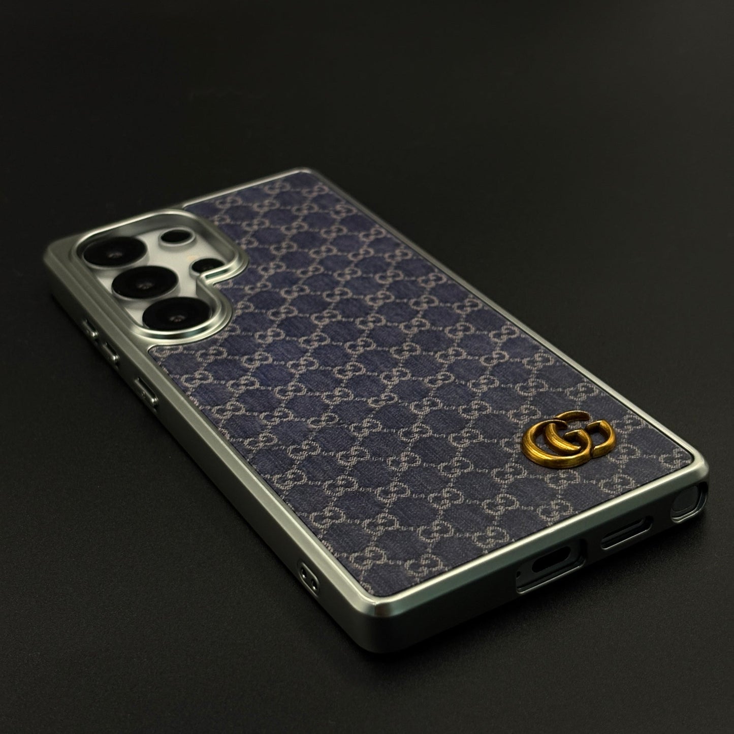 Faded Denim Style GG Monogram Luxe Case for Samsung Galaxy S25 Ultra