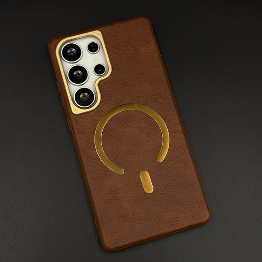 Leather MagSafe Mobile Case Cover for Samsung Galaxy S25 Ultra | Slim Protective Back