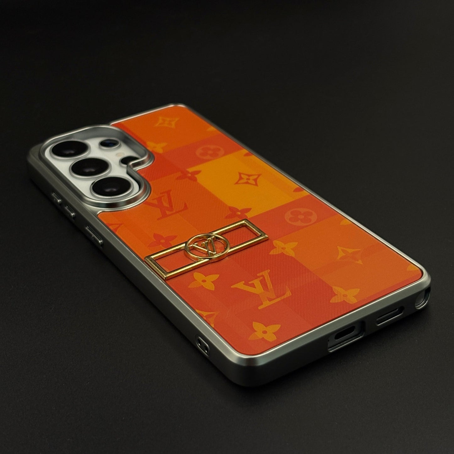 Luxury Fashion Brand Orange Monogram Pop Case for Samsung Galaxy S26 Ultra with Bold Designer Accent