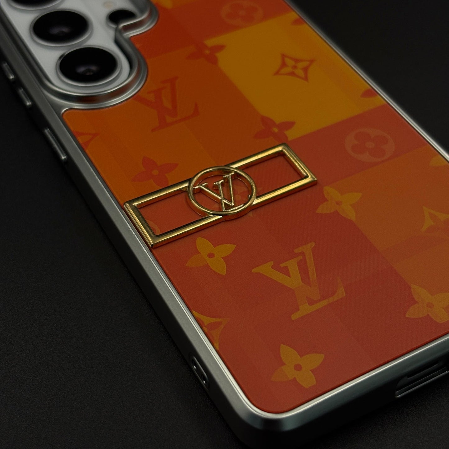 Luxury Fashion Brand Orange Monogram Pop Case for Samsung Galaxy S26 Ultra with Bold Designer Accent