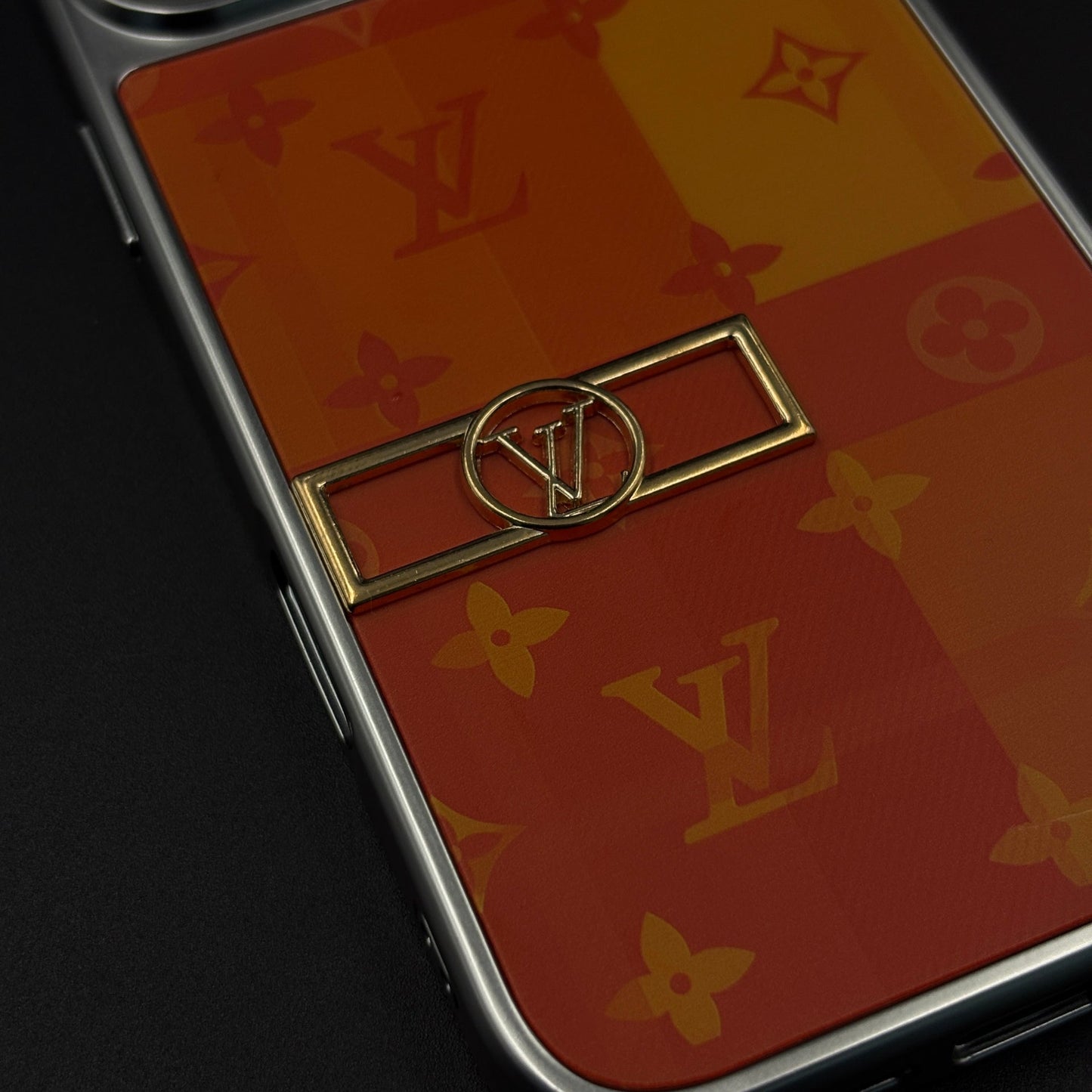 Luxury Fashion Brand Orange Monogram Pop Case for iPhone 16 Pro Max with Bold Designer Accent