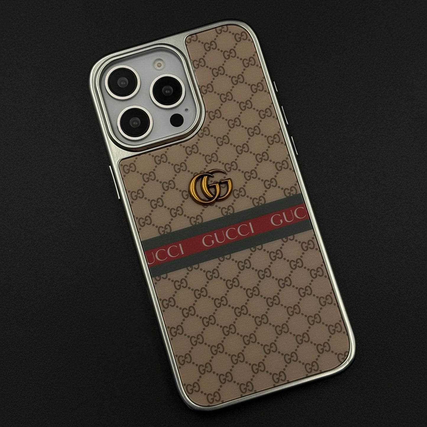 Heritage GG Stripe Monogram Luxe Case for iPhone 16 Pro Max