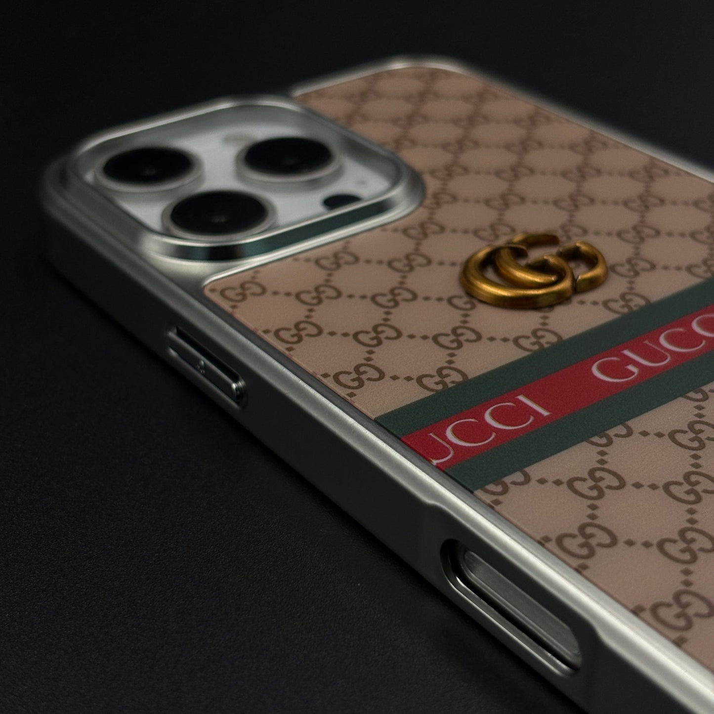 Heritage GG Stripe Monogram Luxe Case for iPhone 16 Pro Max