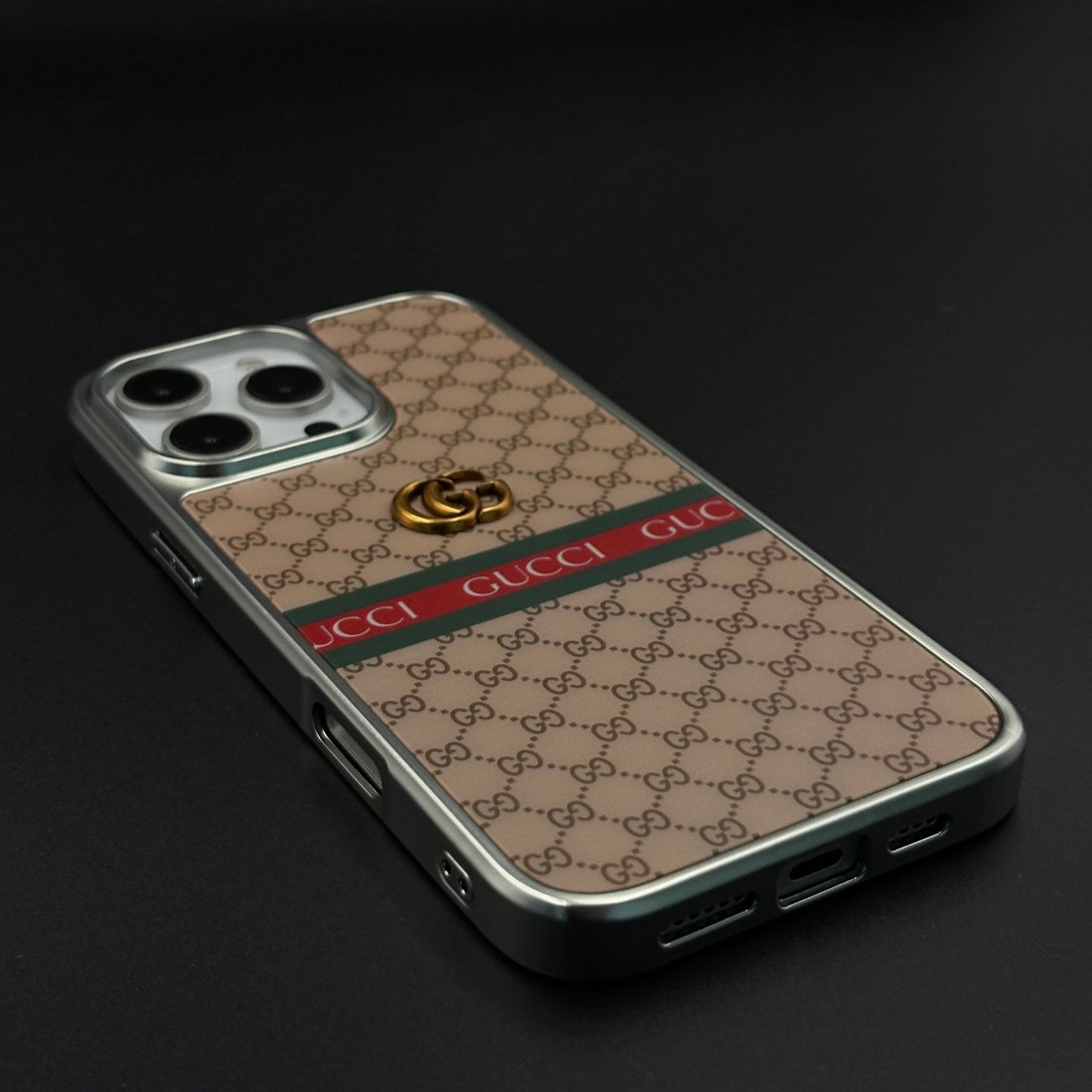Heritage GG Stripe Monogram Luxe Case for iPhone 16 Pro Max